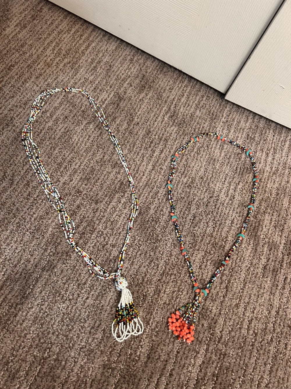 Multicolor Beaded Necklaces with Tassel Accent